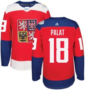 Adidas Team Czech Republic dresy 18 Ondrej Palat Authentic Červené Venkovní 2016 World Cup hokejové dresy