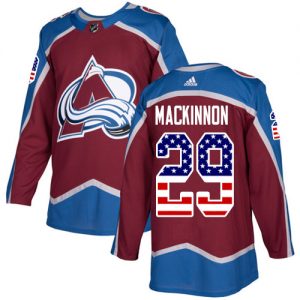 Dětské NHL Colorado Avalanche dresy 29 Nathan MacKinnon Authentic Burgundy Červené Adidas USA Flag Fashion