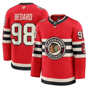 Pánské NHL Chicago Blackhawks Connor Bedard #98 Dresy Fanatics 2025 NHL Winter Classic Premium Player Červený