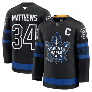 Pánské NHL Toronto Maple Leafs Auston Matthews #34 Dresy Fanatics Captain Patch Alternate Premium Černý