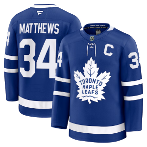 Pánské NHL Toronto Maple Leafs Auston Matthews #34 Dresy Fanatics Captain Patch Domácí Premium Modrý